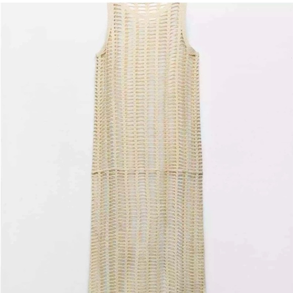 MESH TUNIC DRESS ECRU. SIZE LARGE - Picture 4 of 8